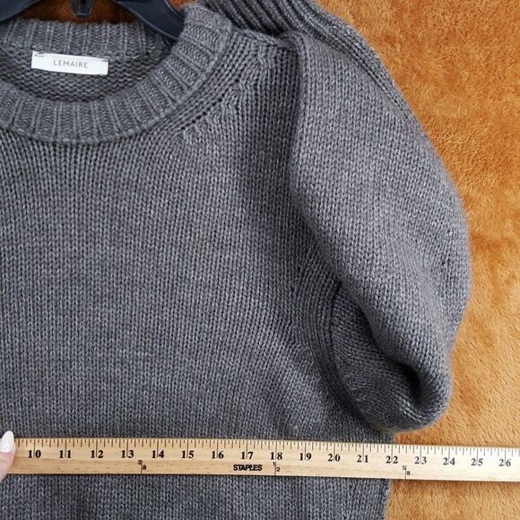LEMAIRE Sweater Mens Small Gray Pullover Boxy Chunky Knit Wool Alpaca $895 - Picture 7 of 9